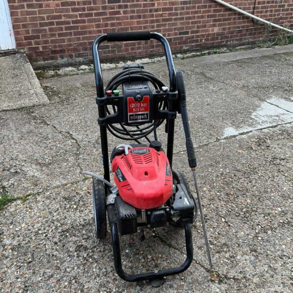 Used Scheppach 200bar pressure washer for garden cleaning.