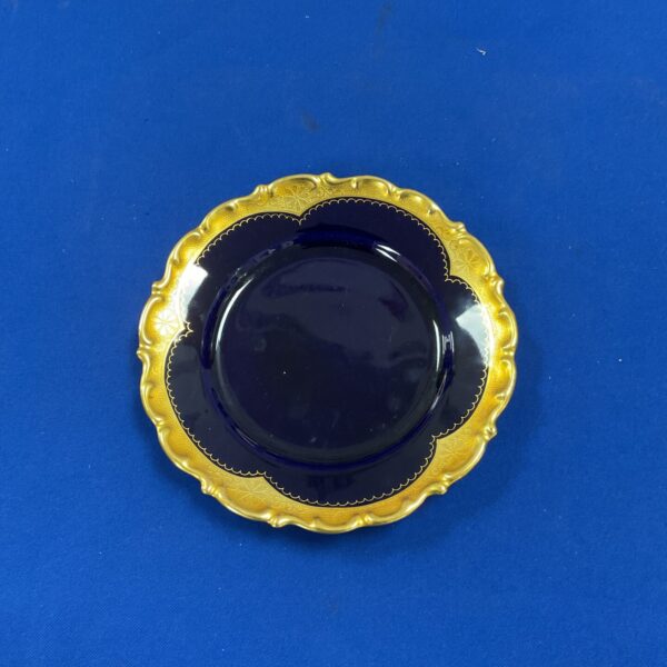Vintage Lindner Kueps cobalt blue and gilt porcelain plate.