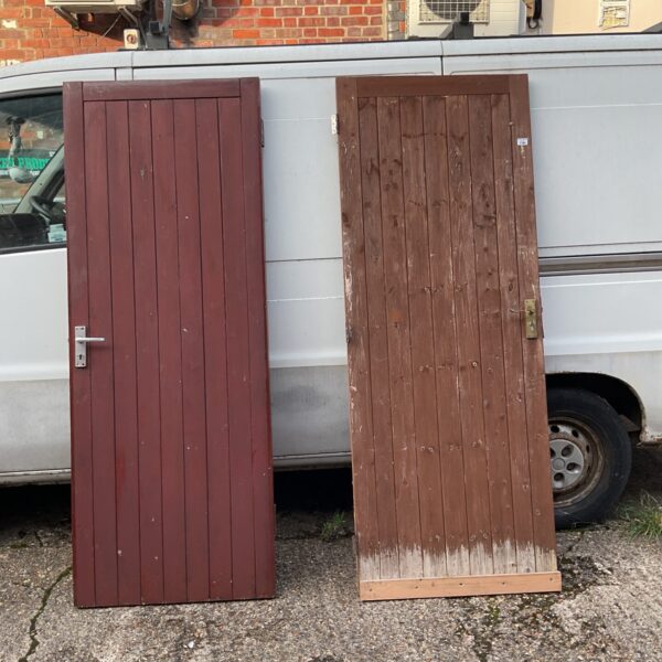 Two vintage exterior doors (78.5cm x 30cm)