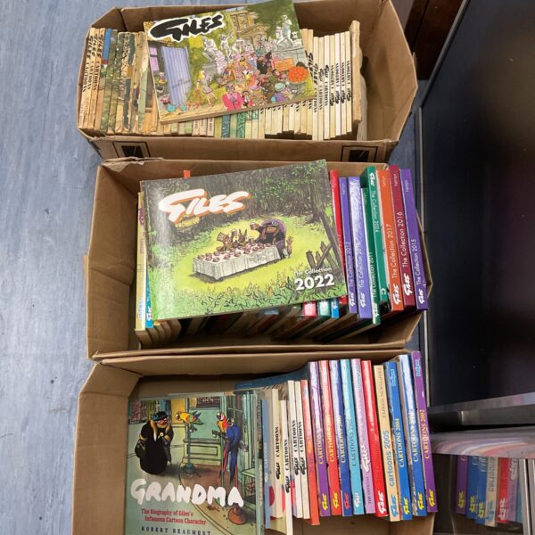 Large collection of vintage Giles cartoon books, British humour.