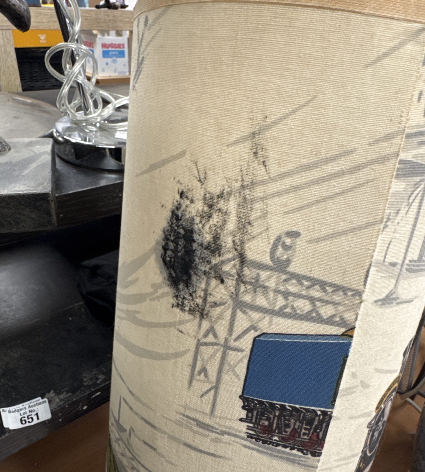 Train themed wooden table lamp (shade has black mark on one side) - Image 2