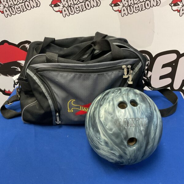 Ebonite Maxim bowling ball with Hammer bag and cloth.