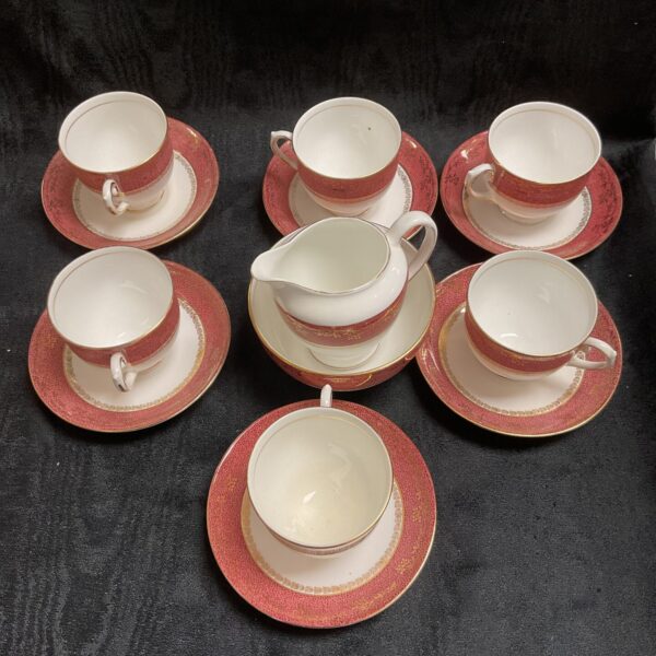 Vintage Salisbury fine bone china teaset with floral design.