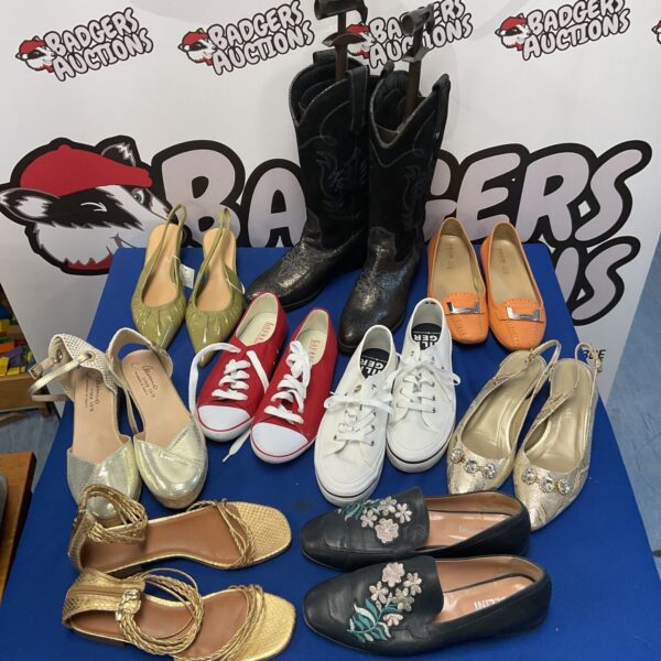Osprey black suede cowboy boots, Asda selection of shoes, trainers, Tommy Hilfiger, Ralph Lauren, and shoes