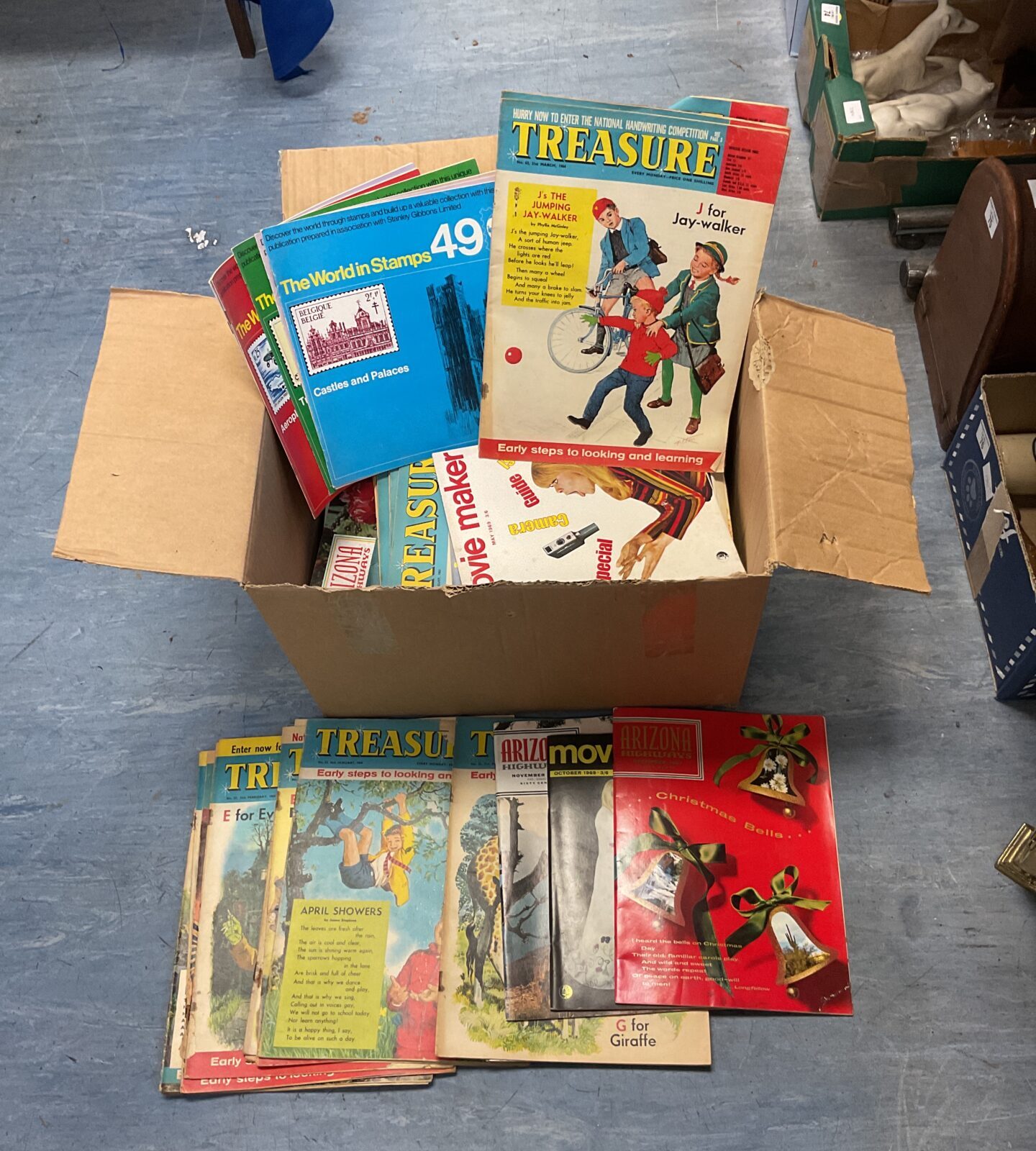 Collection of vintage teasure, arizona highways & movie maker magazines
