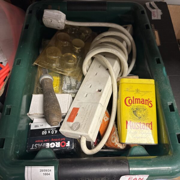 Box of garage clearance items
