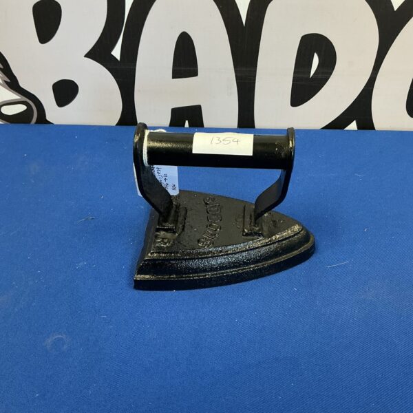 Antique flat iron by Joseph and Jessie Sindon, vintage pressing iron.