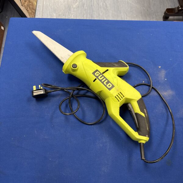 Front view of a Guild electric saw, a handheld power tool.