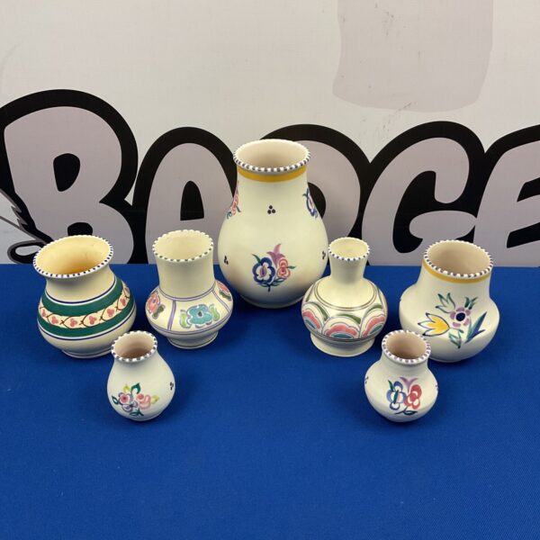Vintage Poole & Honiton Devon pottery vase with floral decoration.