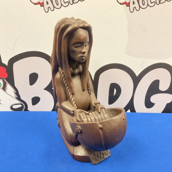 Hand-carved Rasta musician sculpture signed blessing gapa, hohodza.