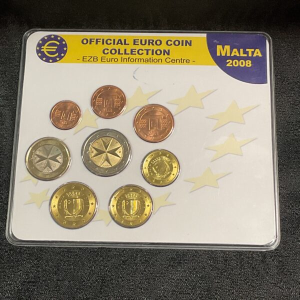 Malta 2008 Euro coin collection in protective case.
