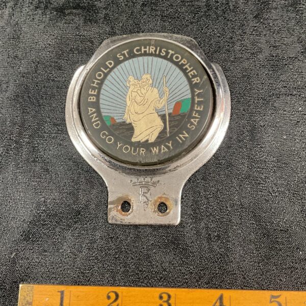 Vintage St Christopher car badge for classic cars.