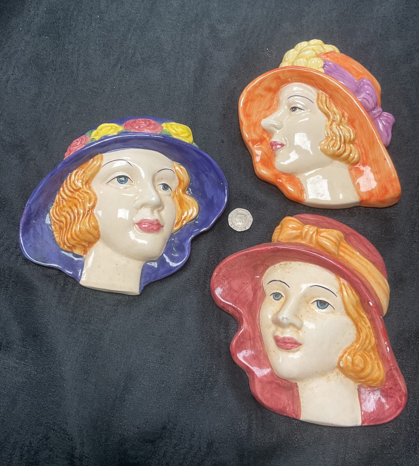 Three Ceramic Art Deco 1 Style Ladies Heads
