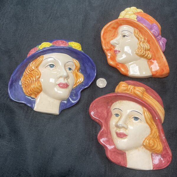 Three Ceramic Art Deco 1 Style Ladies Heads