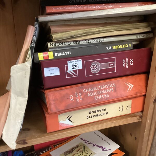 Collection of vintage Citroen workshop and repair manuals, including Haynes guides.