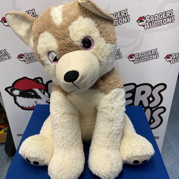 Large HB stuffed puppy dog, soft plush toy for cuddling.