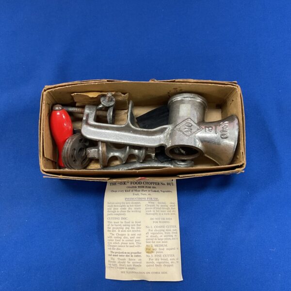 Vintage The O.K. food chopper model 10, metal kitchen tool.