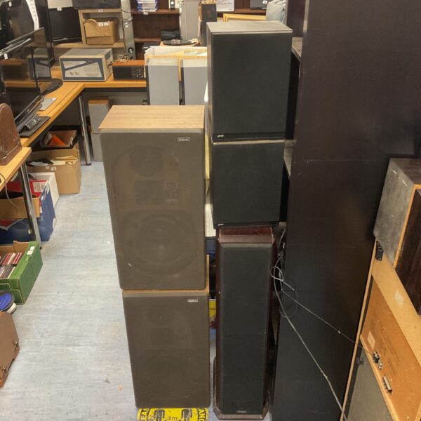 Vintage speakers lot including Goodmans, JPW, and Mission brands.