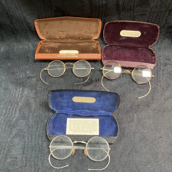 Vintage WWII gas mask glasses in a protective case.