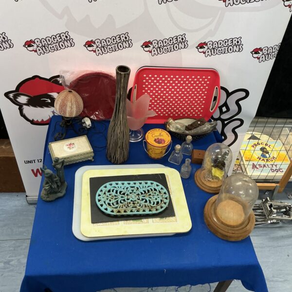 Vintage mixed lot of collectibles including a tall vase.