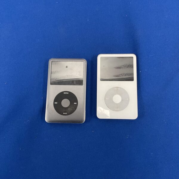 Apple iPod Classic 160GB and 30GB portable music players.