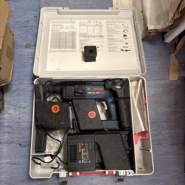 Bosch GBH 24 VRE hammer drill in open carrying case.