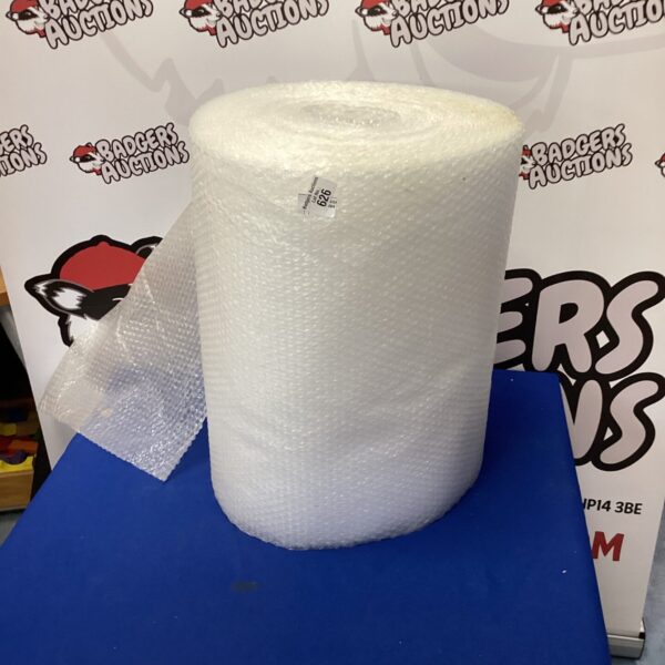 Close-up of a used bubble wrap roll for protective packaging.