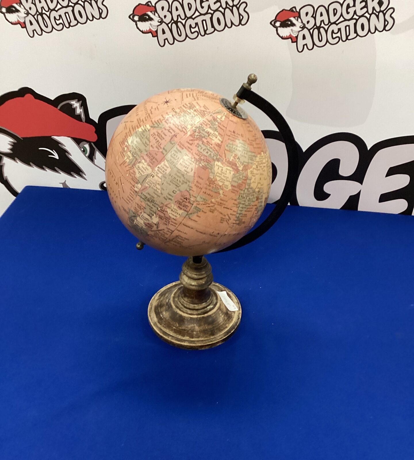 Globe with wooden base