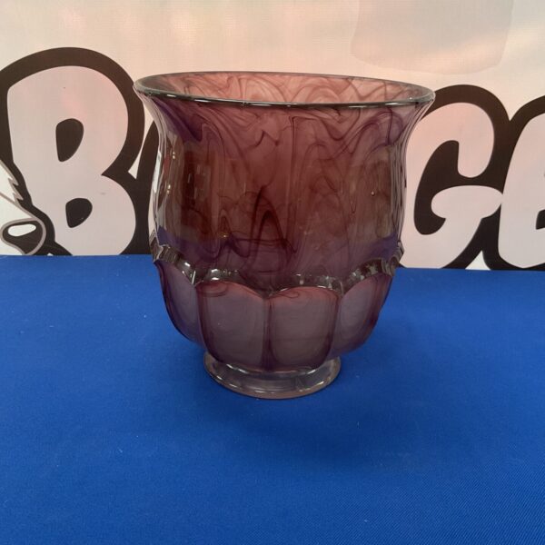 Vintage Davidson amethyst glass vase with ribbed art deco design.