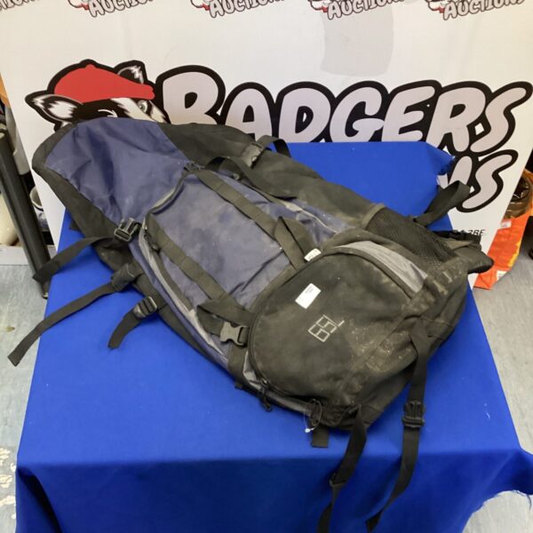 Blue 65L ice cross rucksack for outdoor sports.
