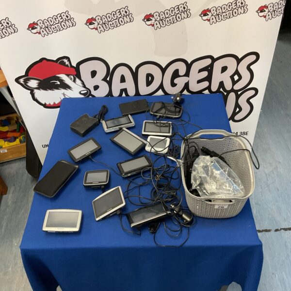 Mixed lot of used sat navs and GPS devices for sale.