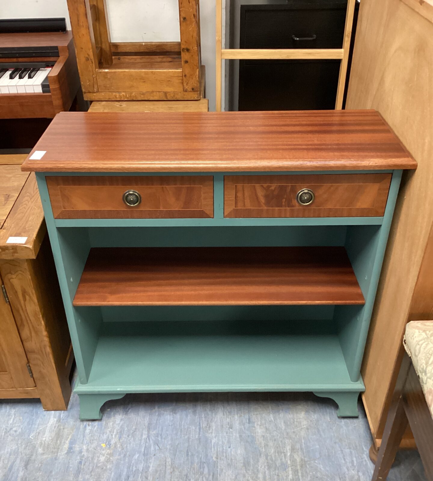 green shabby chic two drawer unit