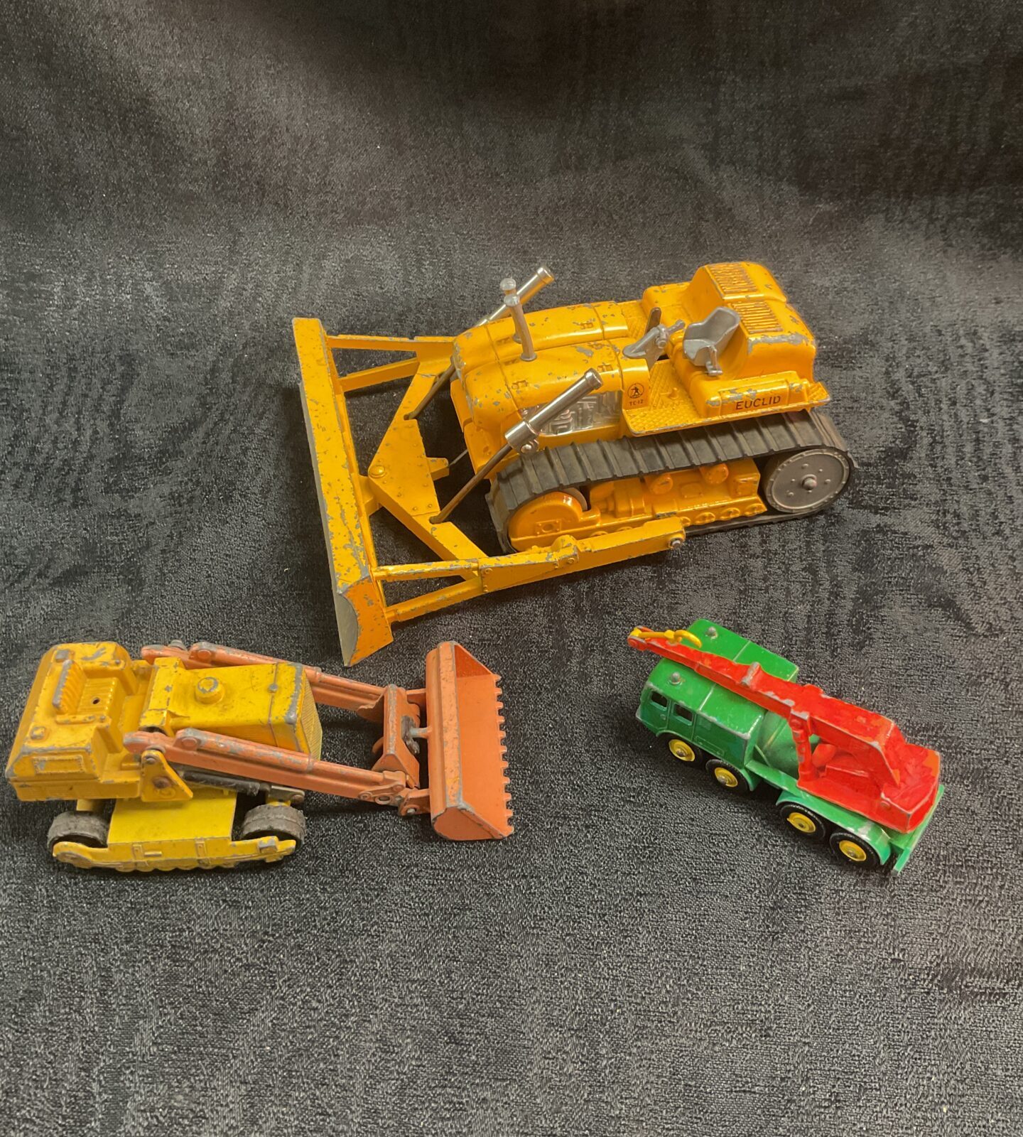 Corgi Major Toys Euclid dc12 Bulldozer and two matchbox  digger and crane