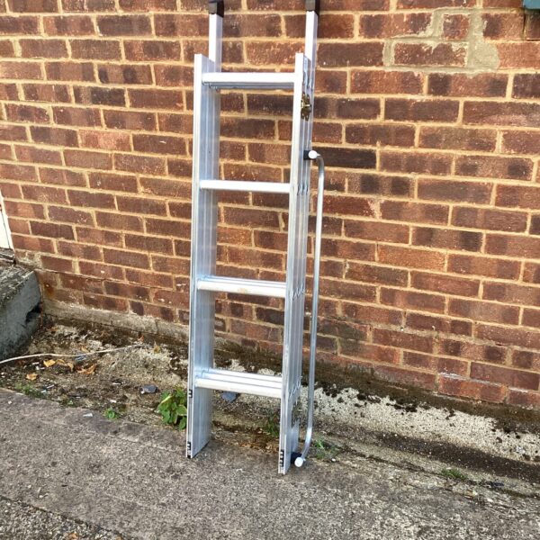 Metal folding loft ladder for attic access.