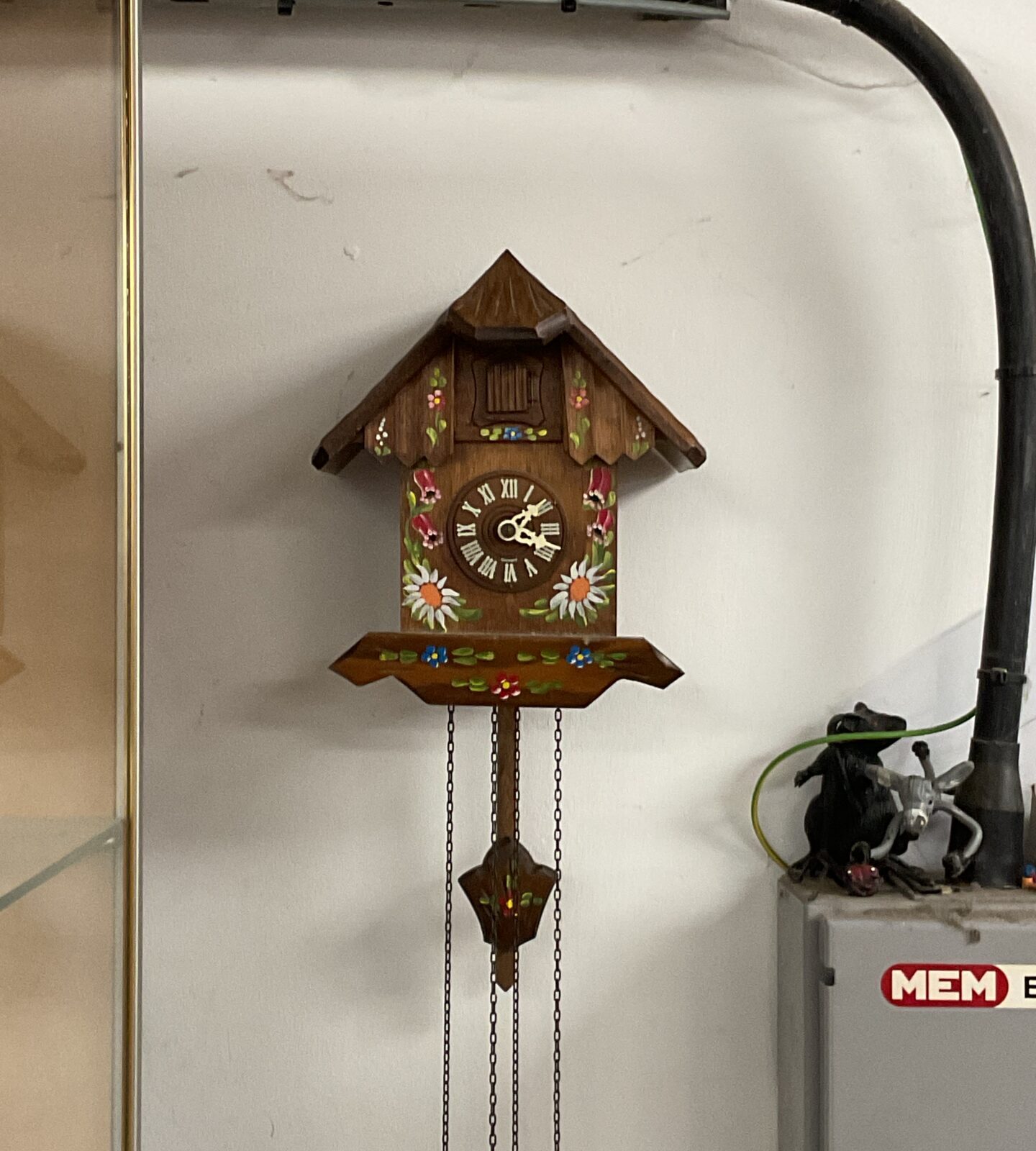 Vintage West German made cuckoo clock with hand painted floral design