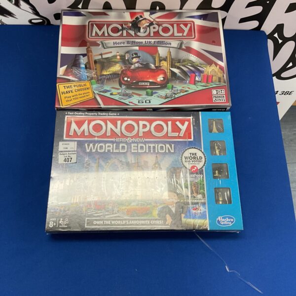 Two sealed monopoly games inc world edition and here and now uk edition