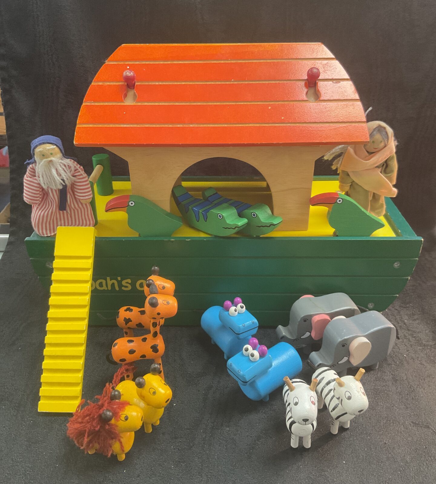 Wooden Noah’s Ark with Animals and Figures