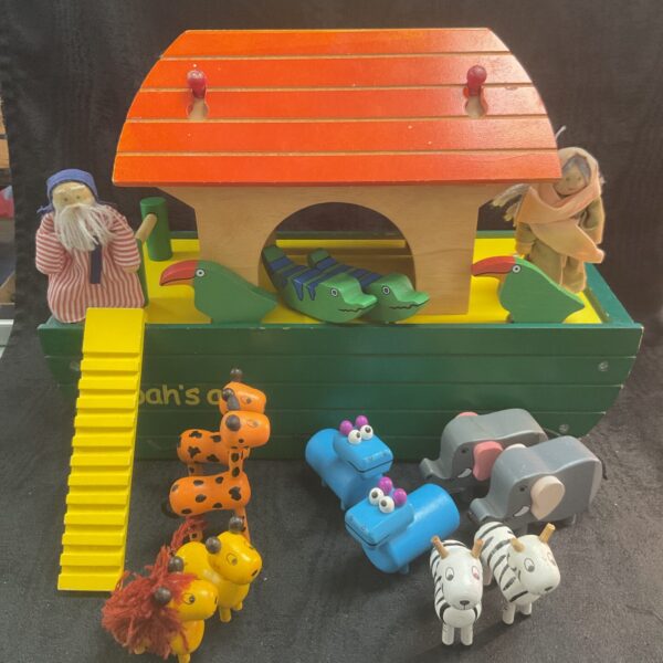 Wooden Noah’s Ark with Animals and Figures