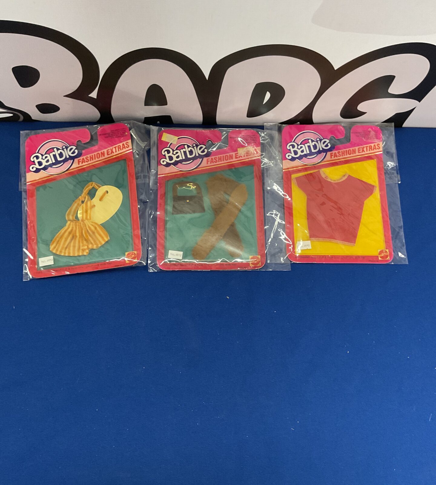 Three Vintage Mattel Barbie Fashion Extras new on cards