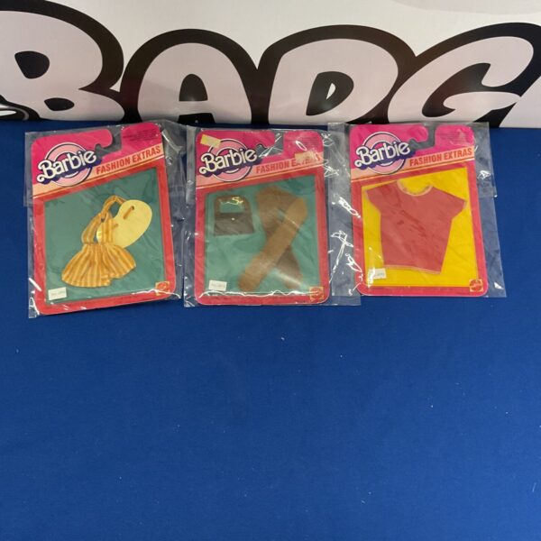 Three Vintage Mattel Barbie Fashion Extras new on cards