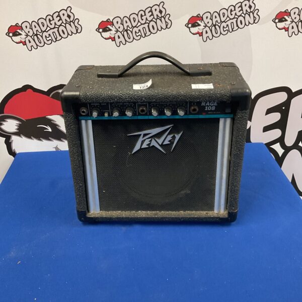 Vintage Peavey Rage 108 guitar amplifier, showing wear and tear.