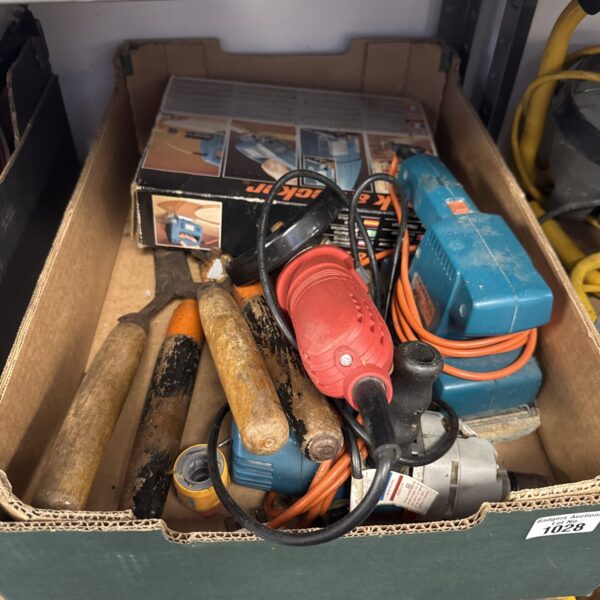 Tray of assorted power & hand tools