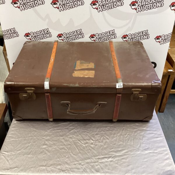 Vintage leather travel trunk