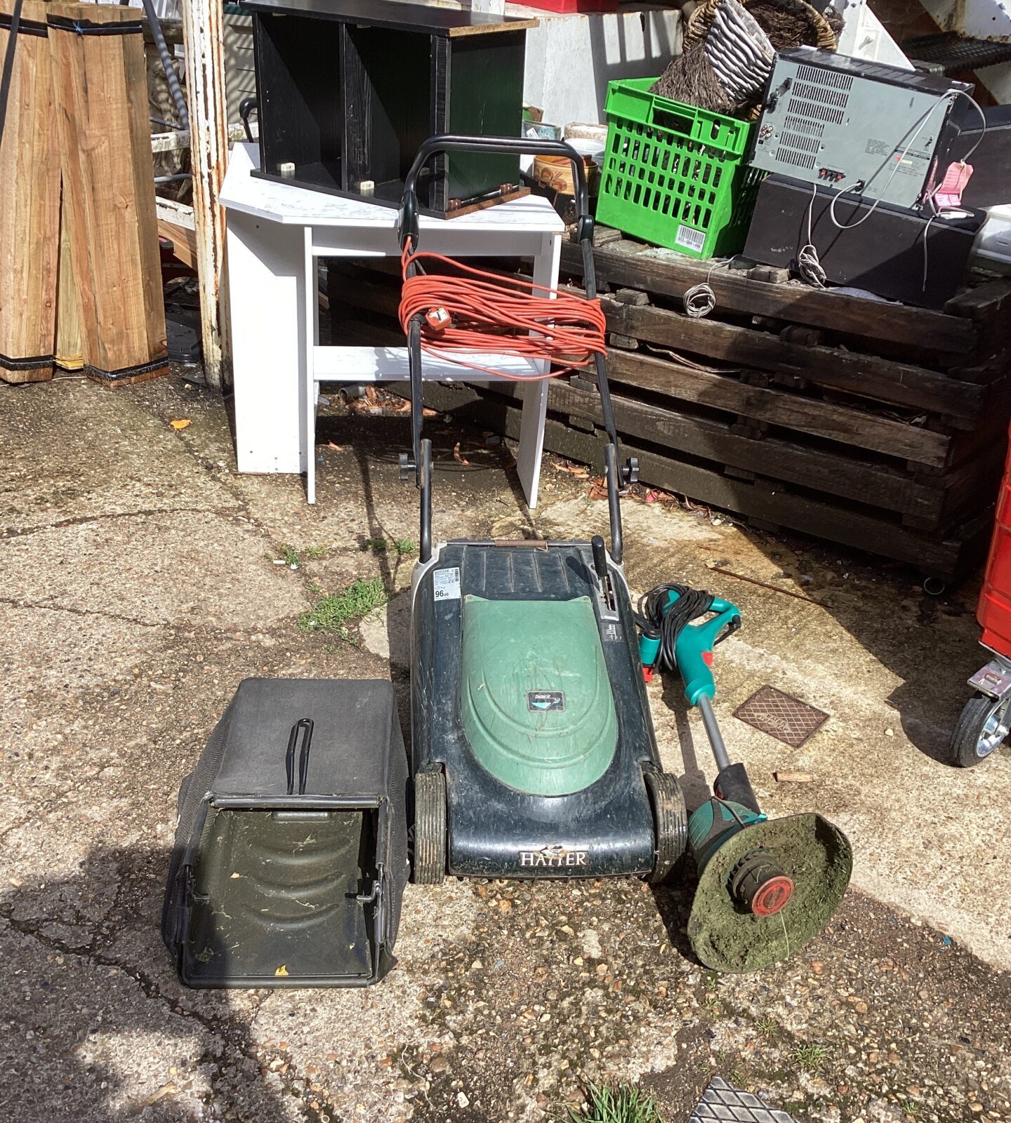 Hayter electric lawn mower with Bosch Strimmer
