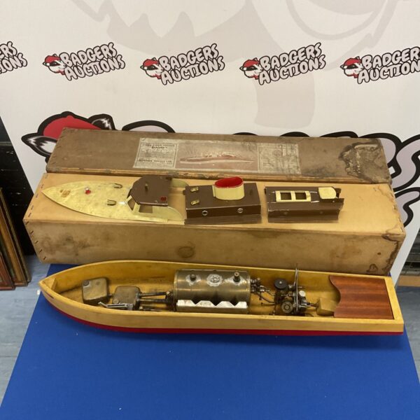 Vintage 1930s Bowman Models  Steam Super Cruiser “” Sea- Jay” 2’7” Long fitted with Bowman-Bryant Two Cylinder Engine in Original Box