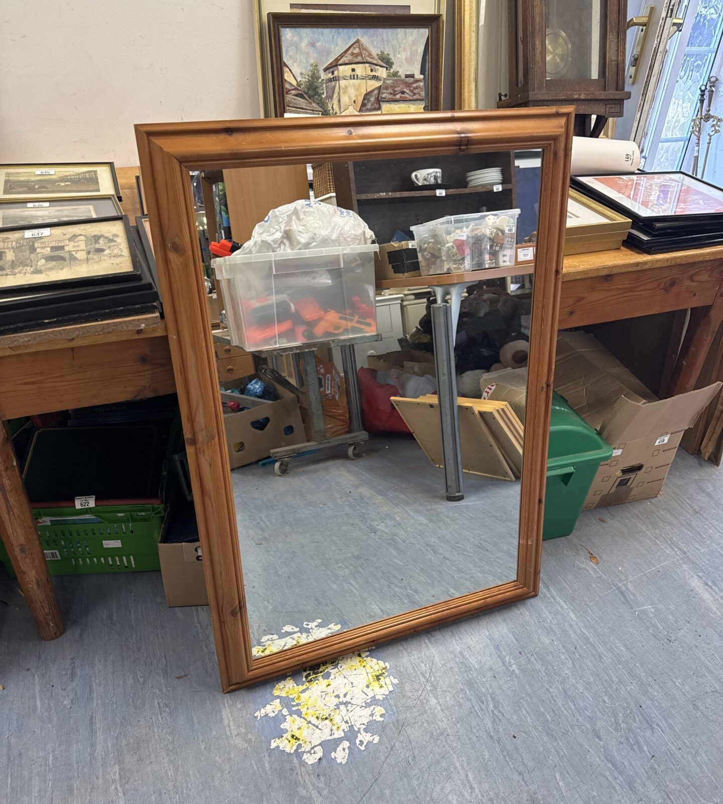 Large pine framed mirror 41” length approx