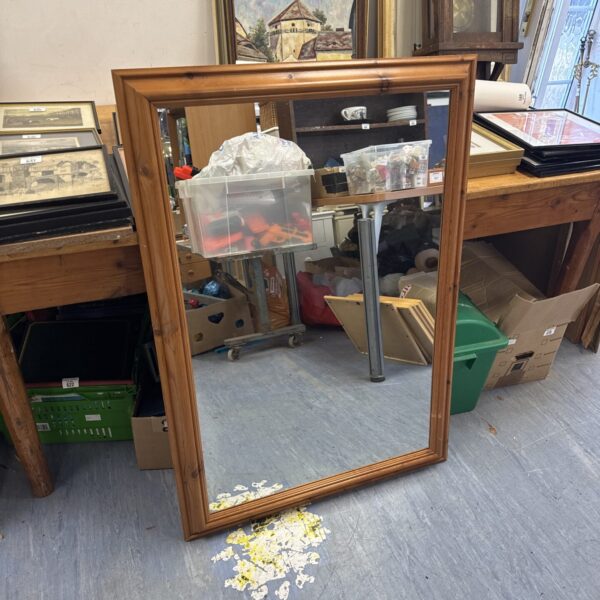 Large pine framed mirror 41” length approx
