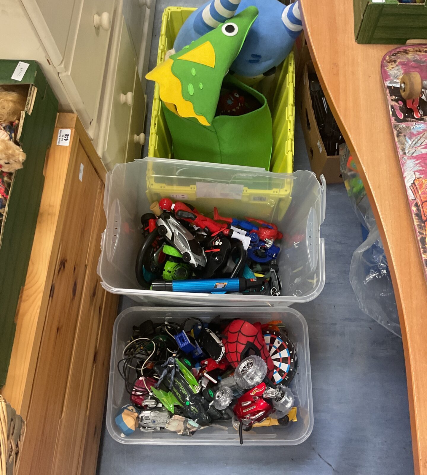 Three boxes full of mixed toys inc retro, marvel, dc and hasbro
