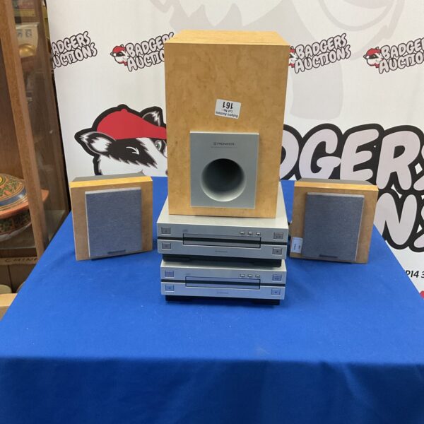 Vintage Pioneer 3D speaker system S-L7 and cassette deck.