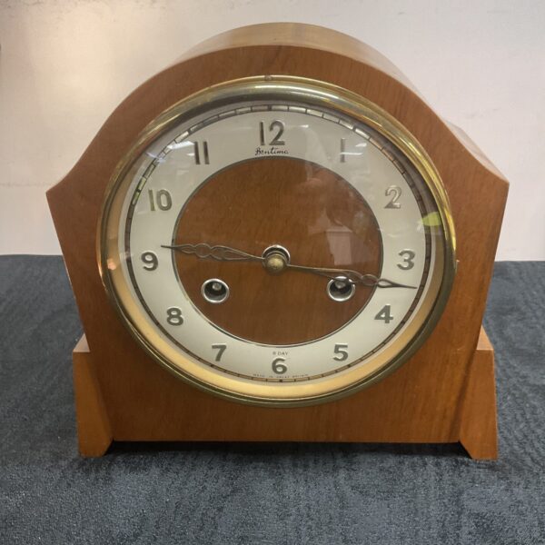 Bentima art deco eight day striking mantle clock made in Great Britain circa 1935 good working order with Key